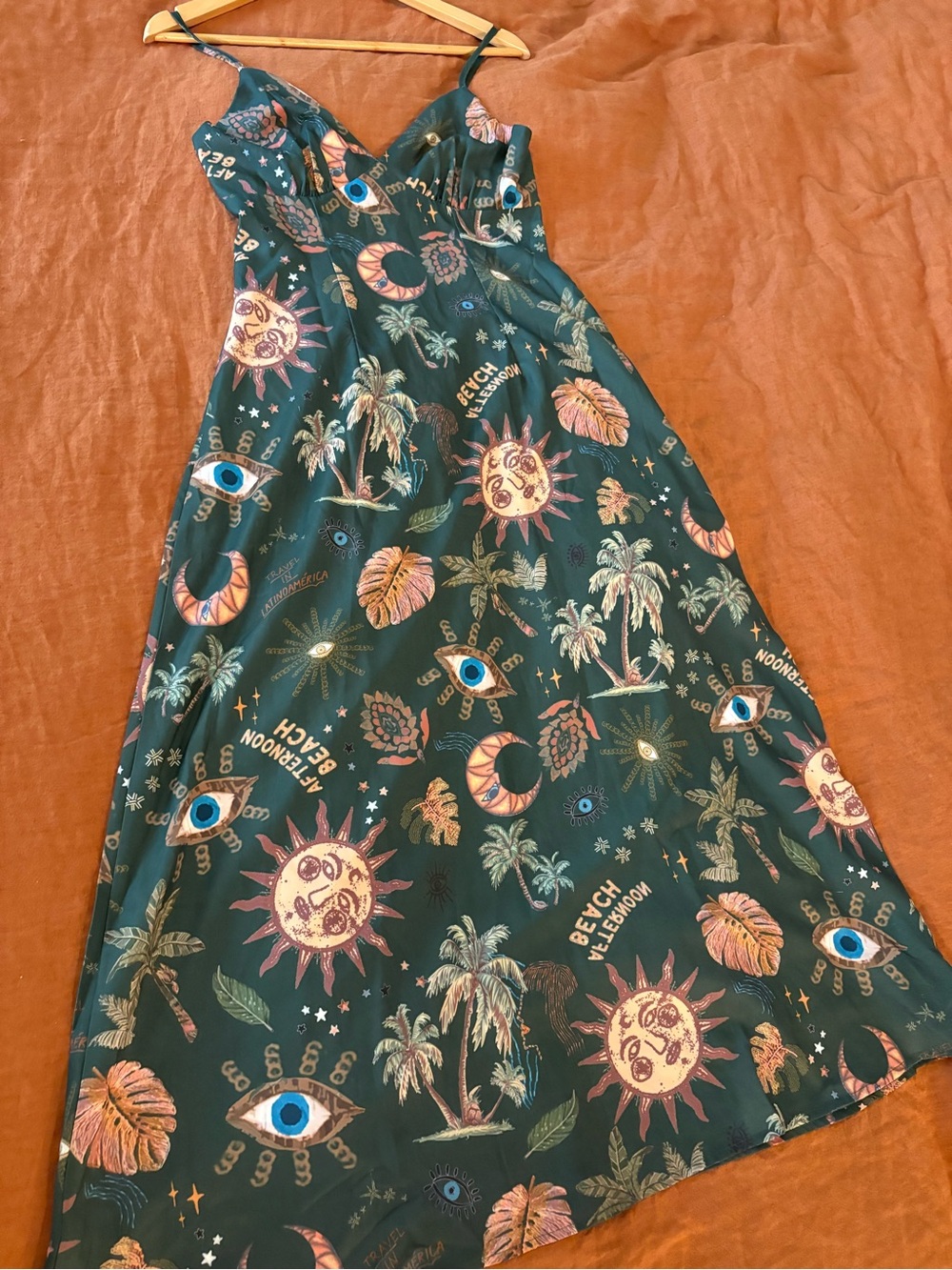ROMWE Green Hippie summer Vacation Midi Dress - Picture 7 of 13